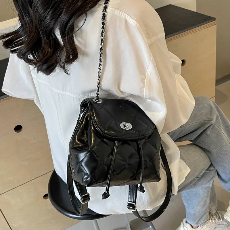 FCTOSSR PU Shoulder Bag Backpack Women's White/Silver/Black/Red-14