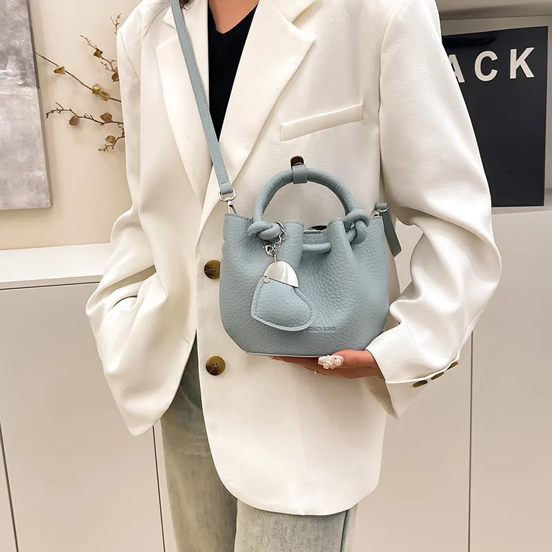 FCTOSSR PU Bucket Bag Handbag Women's White/Black/Blue/Pink-14