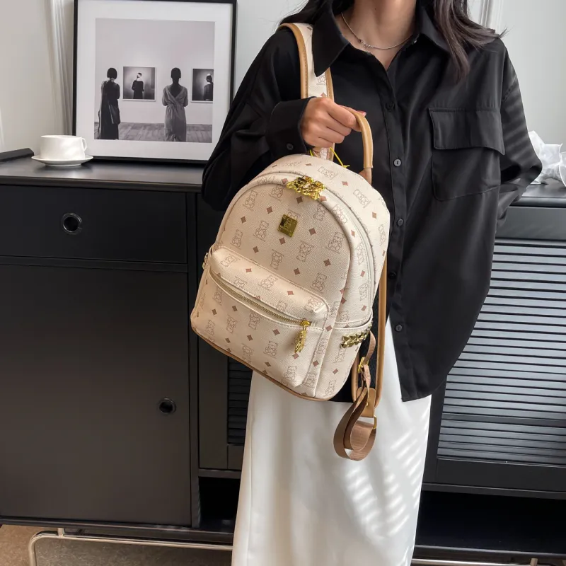 FCTOSSR PU Backpack Regular Women's Ecru/Black/Pink/Brown/Black & White-1