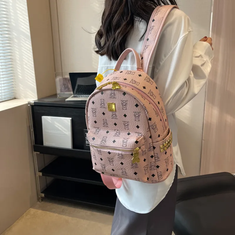 FCTOSSR PU Backpack Regular Women's Ecru/Black/Pink/Brown/Black & White-13