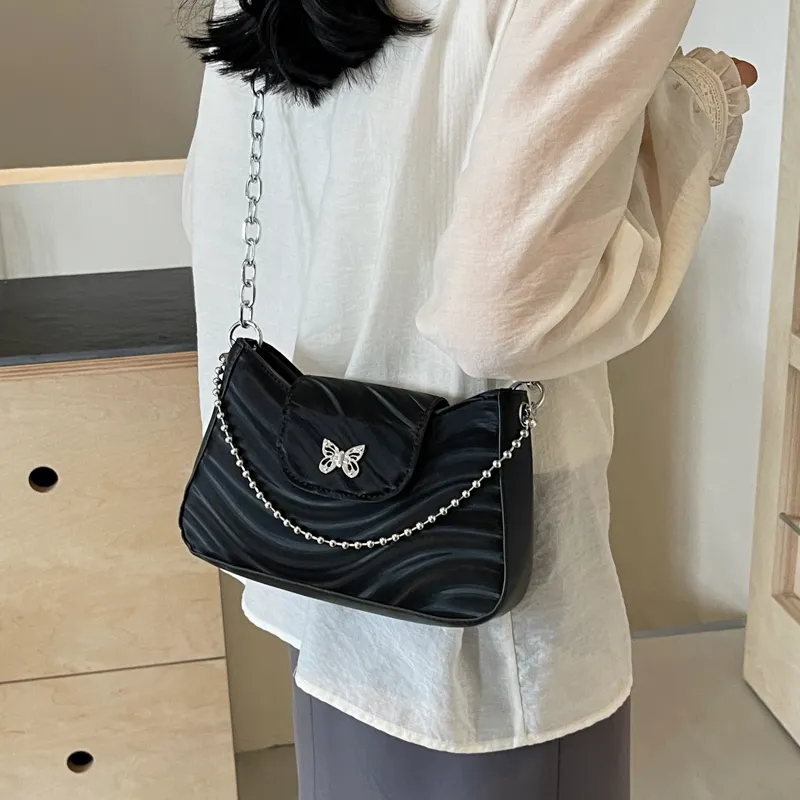 FCTOSSR PU Shoulder Bag, Crossbody Bag Regular Women's Black/White/Silver-1