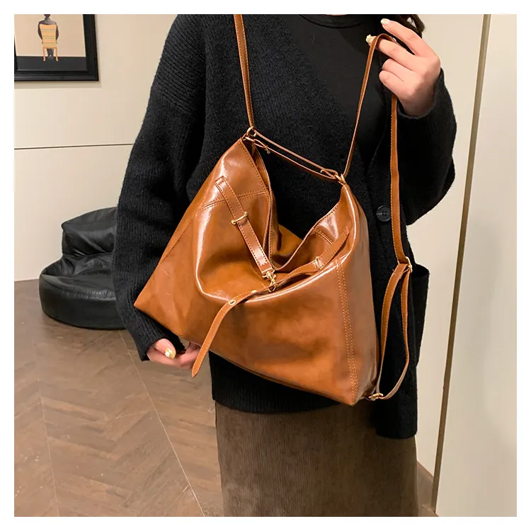 FCTOSSR PU Tote Double Shoulder Bag Women's Black/Coffee/Brown-13