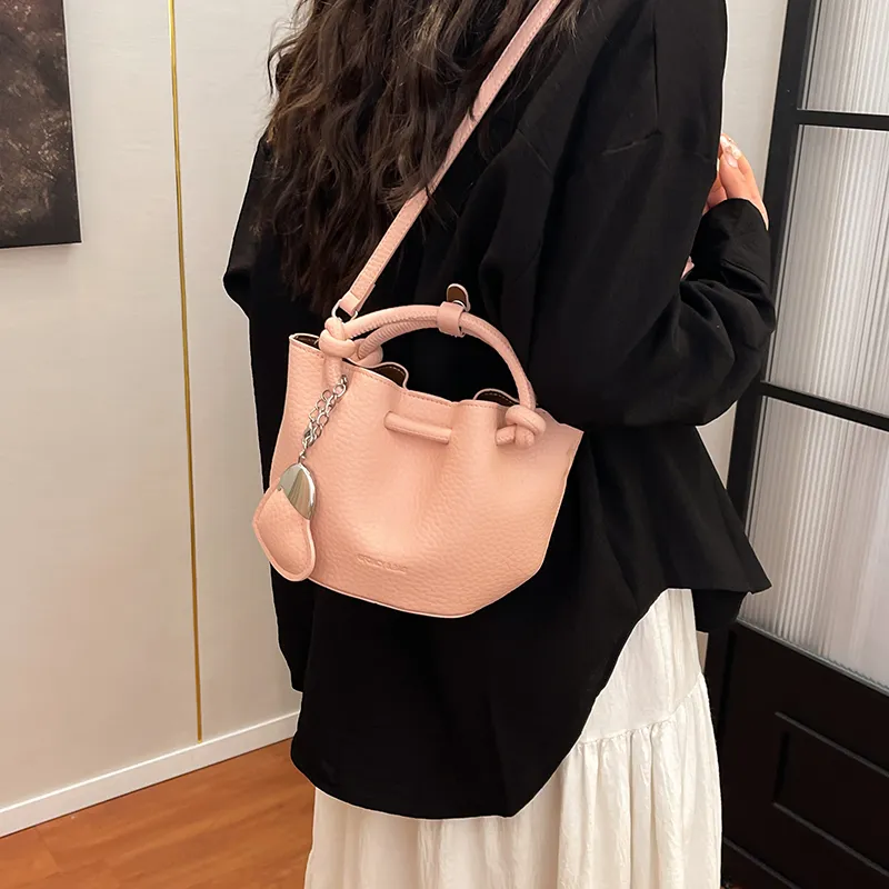 FCTOSSR PU Bucket Bag Handbag Women's White/Black/Blue/Pink-11