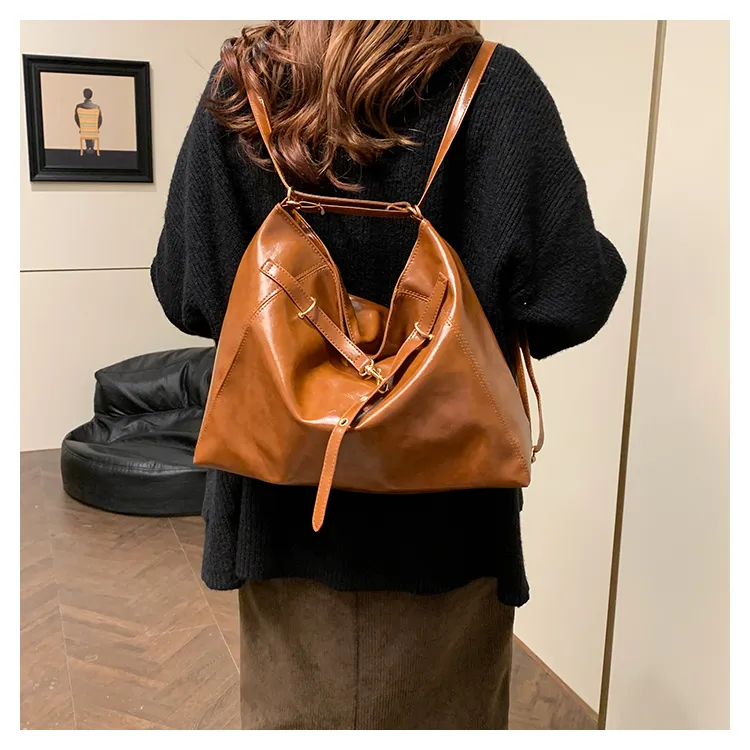 FCTOSSR PU Tote Double Shoulder Bag Women's Black/Coffee/Brown-14
