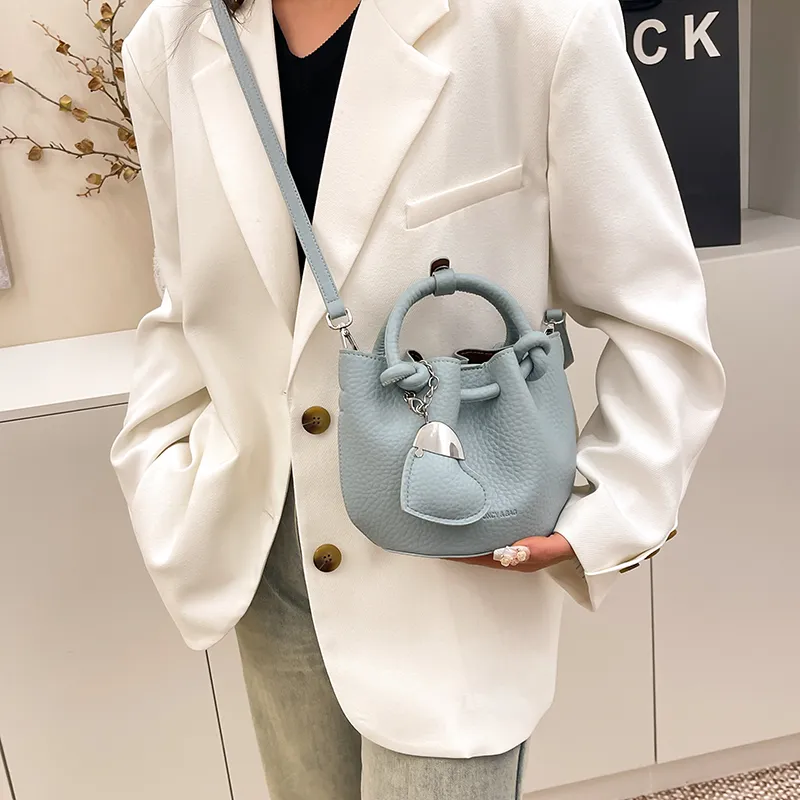 FCTOSSR PU Bucket Bag Handbag Women's White/Black/Blue/Pink-15