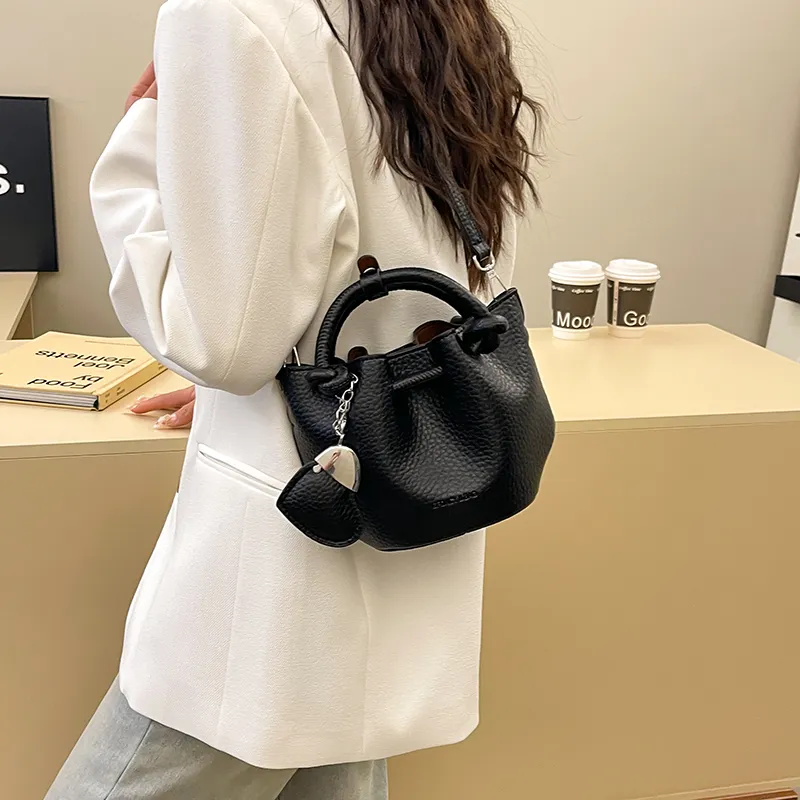 FCTOSSR PU Bucket Bag Handbag Women's White/Black/Blue/Pink-23