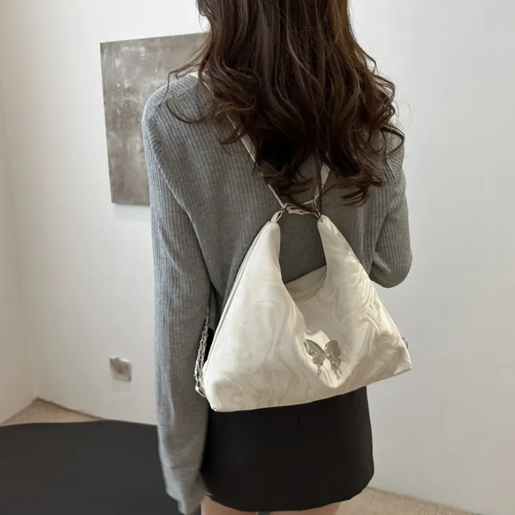 FCTOSSR PU Backpack On The Shoulder Women's White/Silver/Black/Pink-4