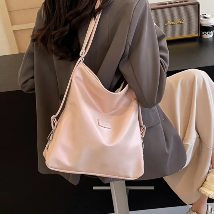 FCTOSSR PU Double Shoulder Backpack Regular Women's Black White Silver Pink-6