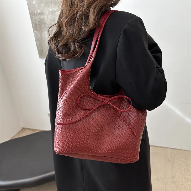 FCTOSSR PU Basket Bag Shoulder Bag Women's White/Black/Red/Coffee-13