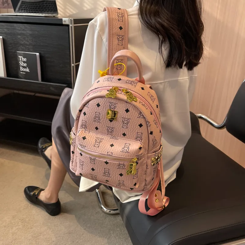 FCTOSSR PU Backpack Regular Women's Ecru/Black/Pink/Brown/Black & White-10