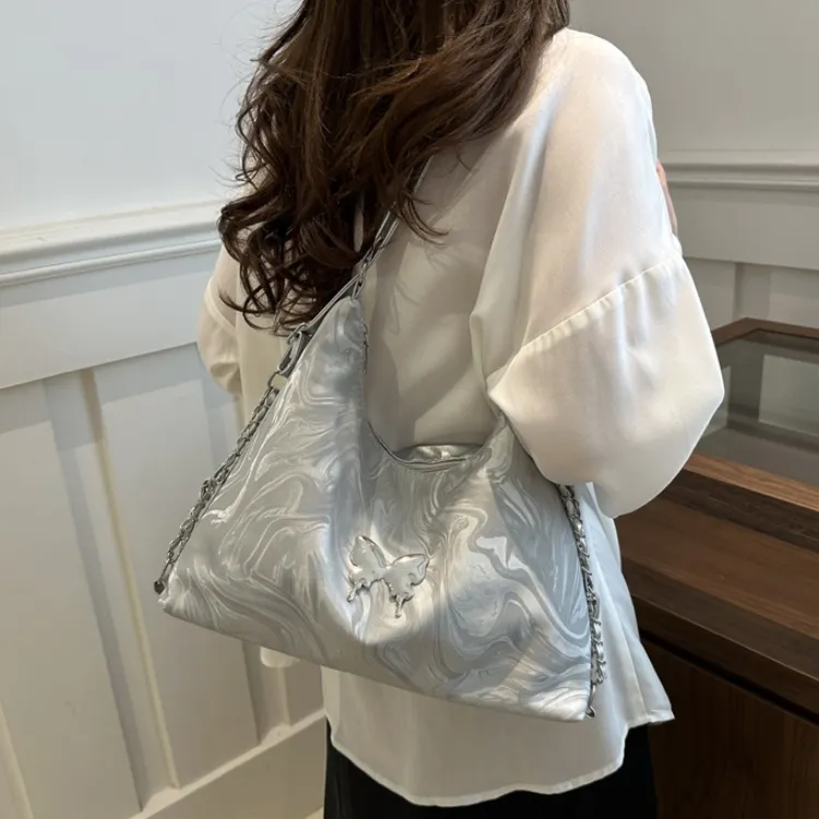 FCTOSSR PU Backpack On The Shoulder Women's White/Silver/Black/Pink-12