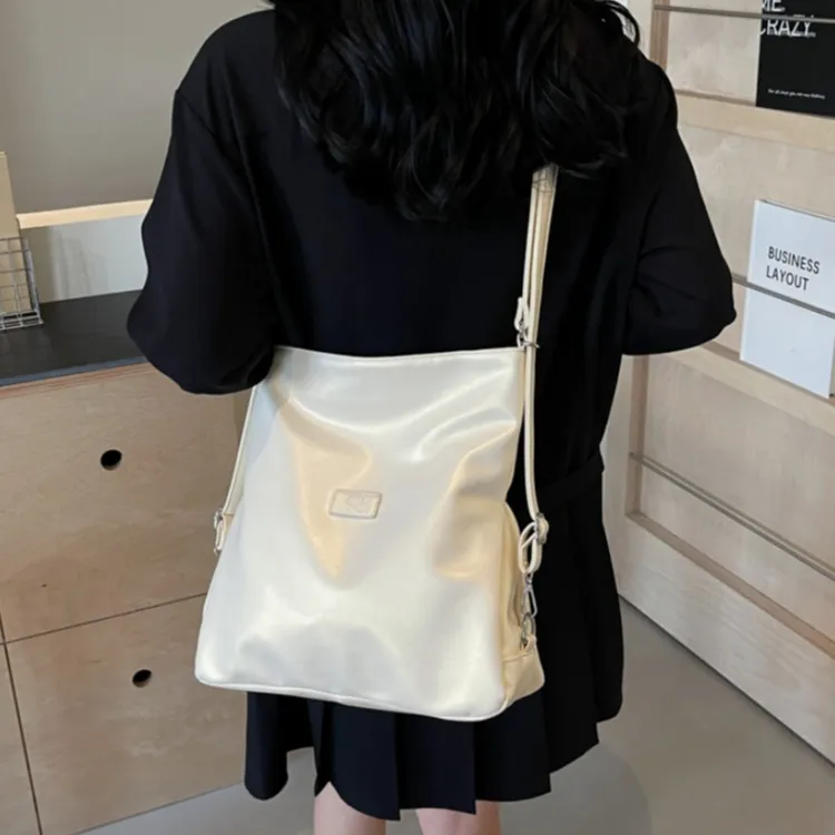 FCTOSSR PU Double Shoulder Backpack Regular Women's Black White Silver Pink-14