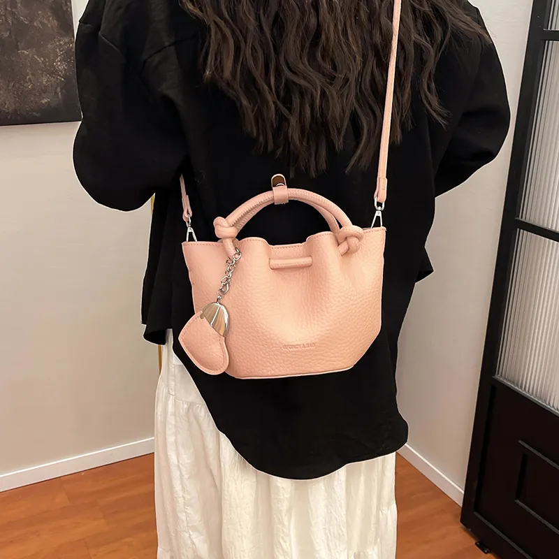 FCTOSSR PU Bucket Bag Handbag Women's White/Black/Blue/Pink-10