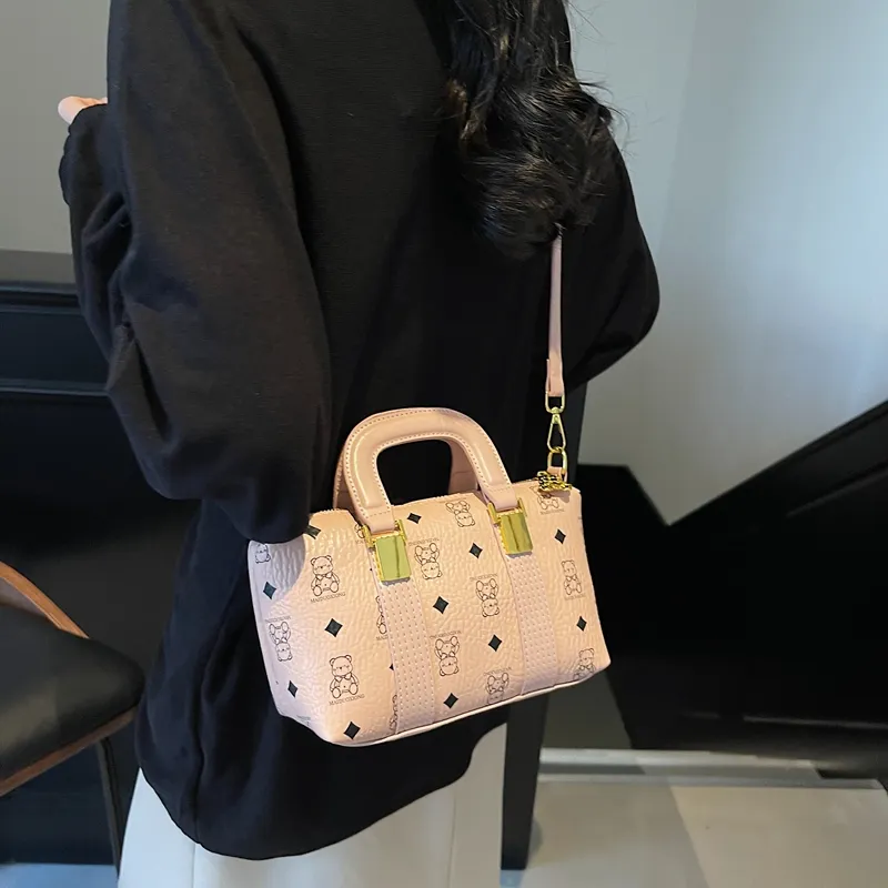FCTOSSR PU Shoulder Bag, Crossbody Bag, Handbag Women's White/Pink/Brown-10