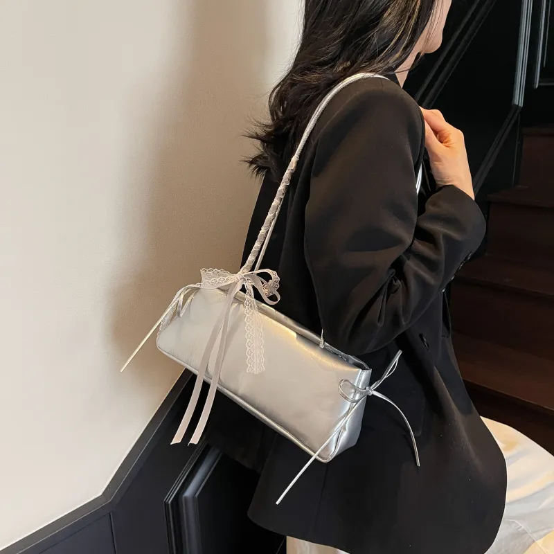 FCTOSSR PU Shoulder Bag Women's White/Silver/Black/Blue/Pink-8