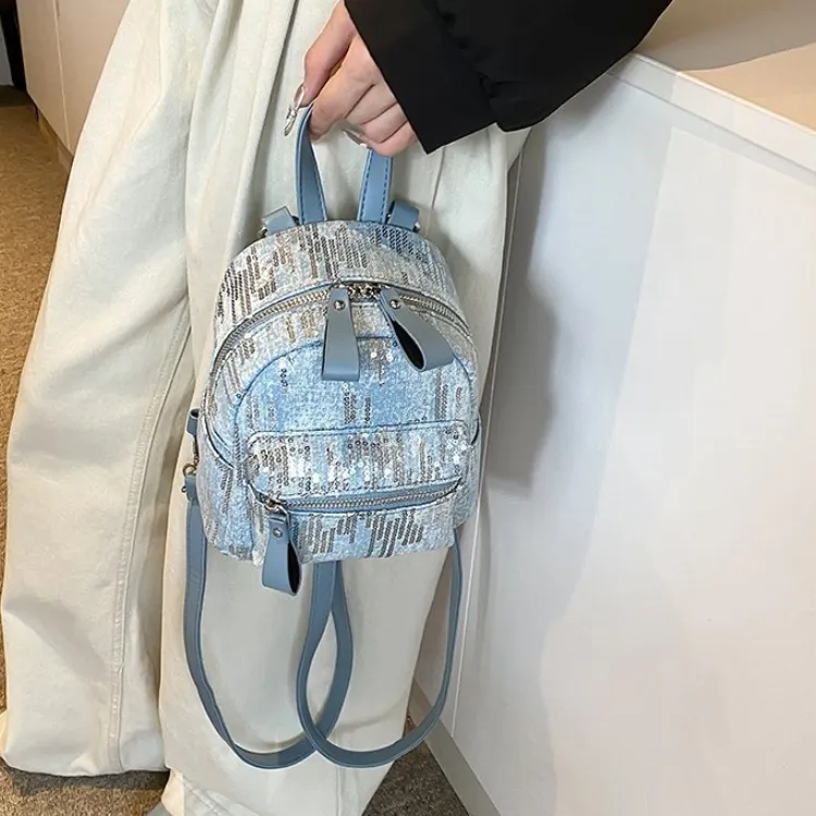 FCTOSSR Denim Backpack Small Size Women's Black/Light Blue/Dark Blue-5