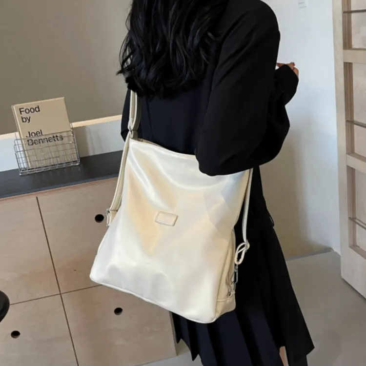 FCTOSSR PU Double Shoulder Backpack Regular Women's Black White Silver Pink-13