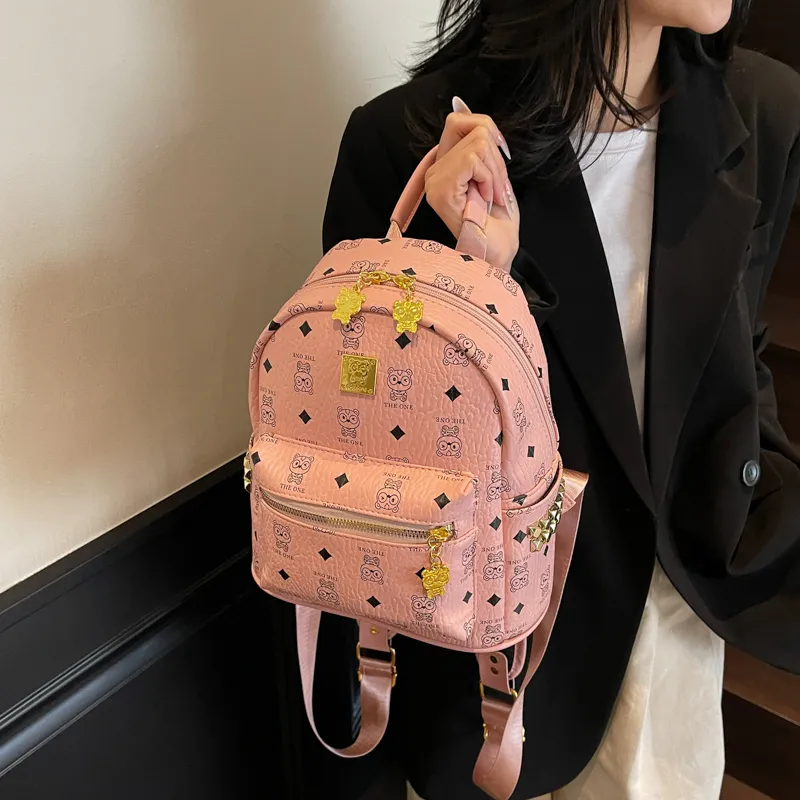 FCTOSSR PU Backpack Women's Brown/White/Pink-1