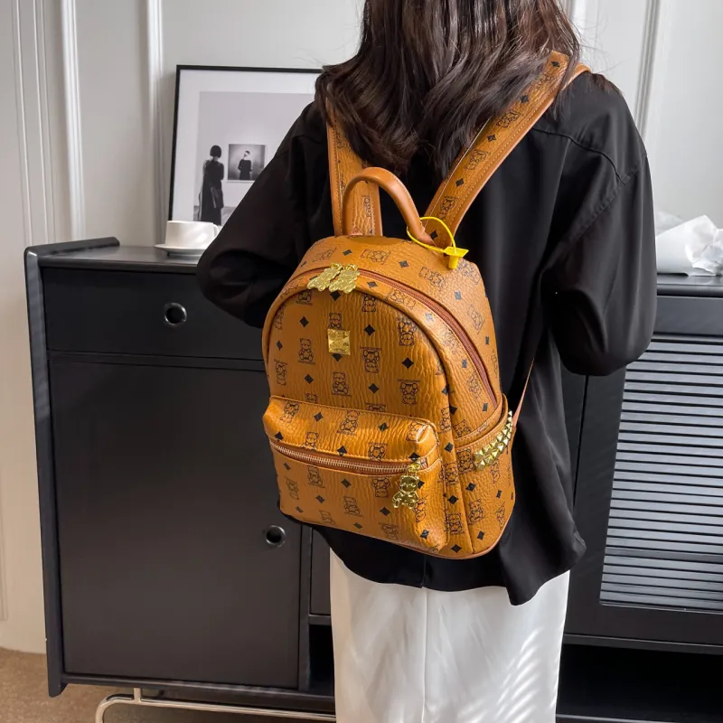 FCTOSSR PU Backpack Regular Women's Ecru/Black/Pink/Brown/Black & White-15