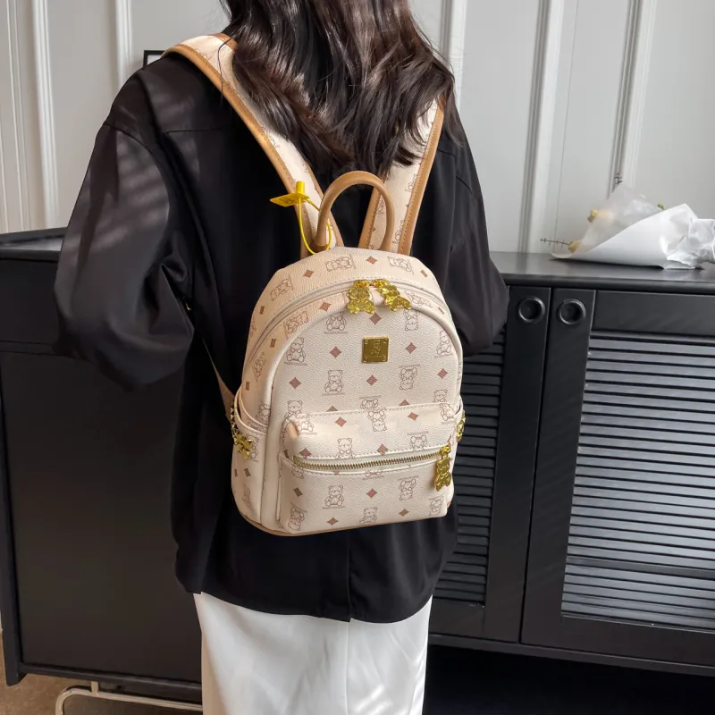 FCTOSSR PU Backpack Regular Women's Ecru/Black/Pink/Brown/Black & White-3