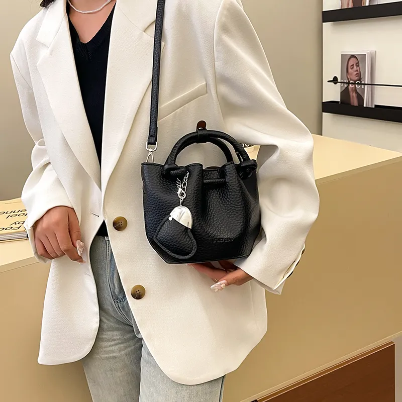 FCTOSSR PU Bucket Bag Handbag Women's White/Black/Blue/Pink-22