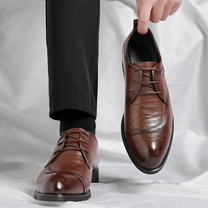 Poitulas Dress Shoes Men Low Top Black, Brown-9