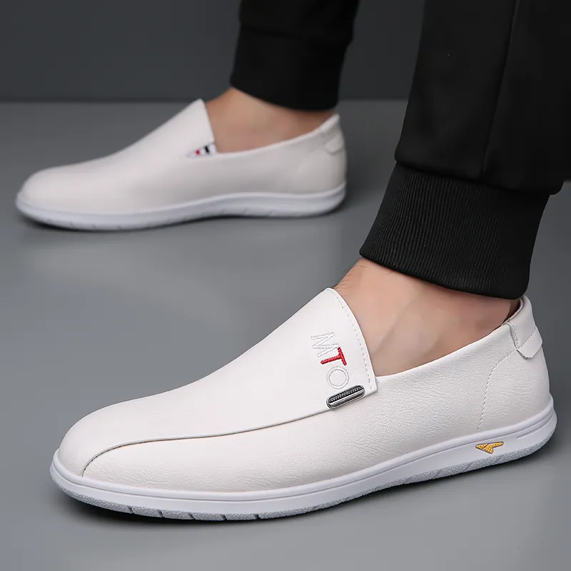 Poitulas Men's Casual Shoes Men Low Top Black/White-5
