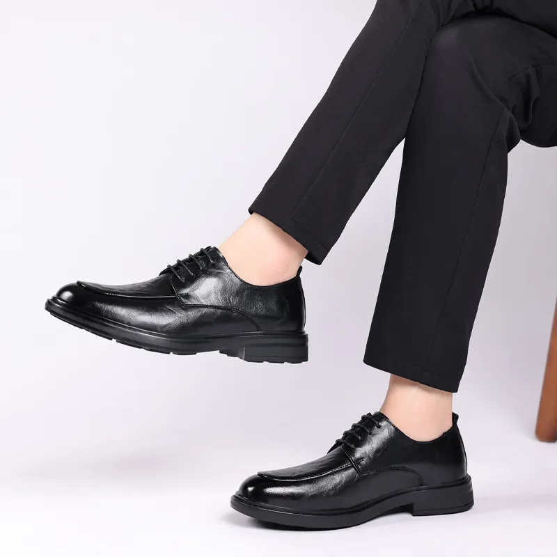 Poitulas Dress Shoes Men Low Top Black/Brown-3