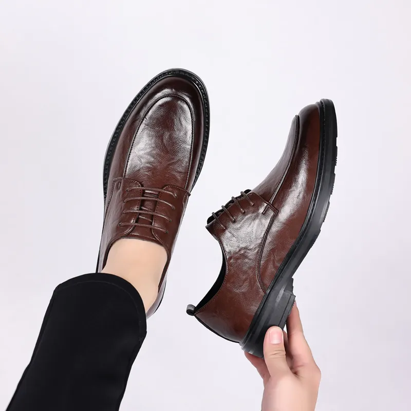 Poitulas Dress Shoes Men Low Top Black/Brown-6