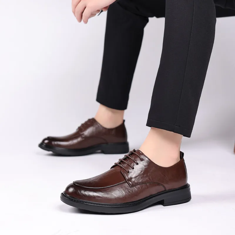 Poitulas Dress Shoes Men Low Top Black/Brown-7