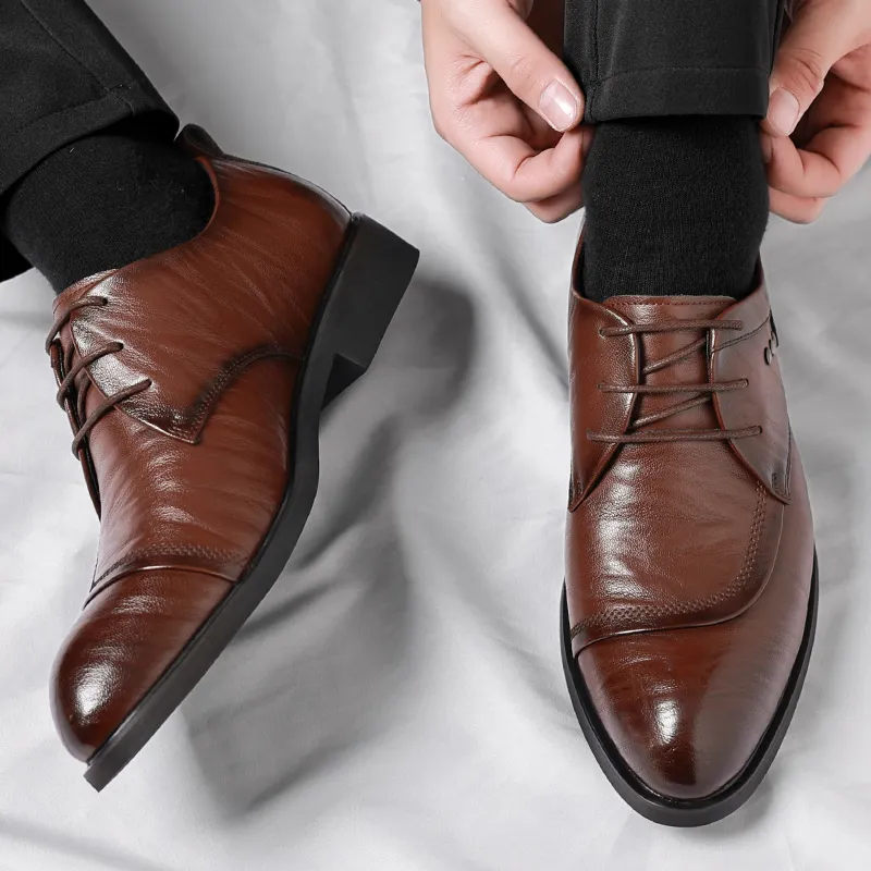 Poitulas Dress Shoes Men Low Top Black, Brown-11