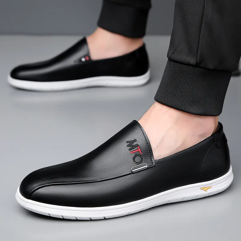 Poitulas Men's Casual Shoes Men Low Top Black/White-8