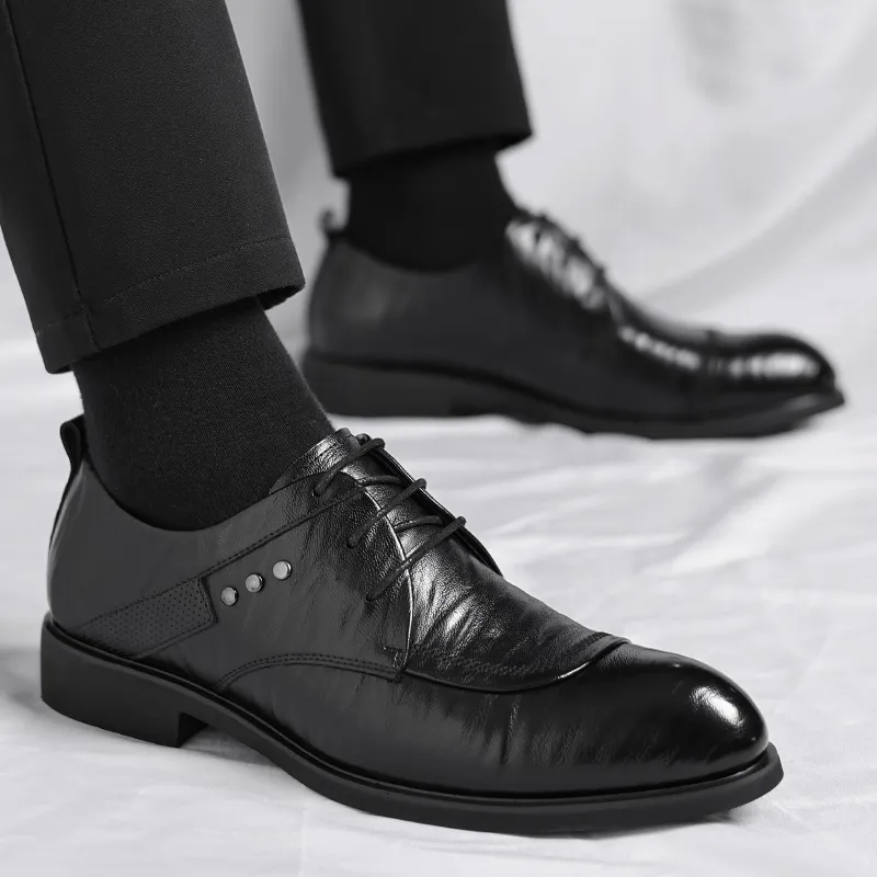 Poitulas Dress Shoes Men Low Top Black, Brown-5