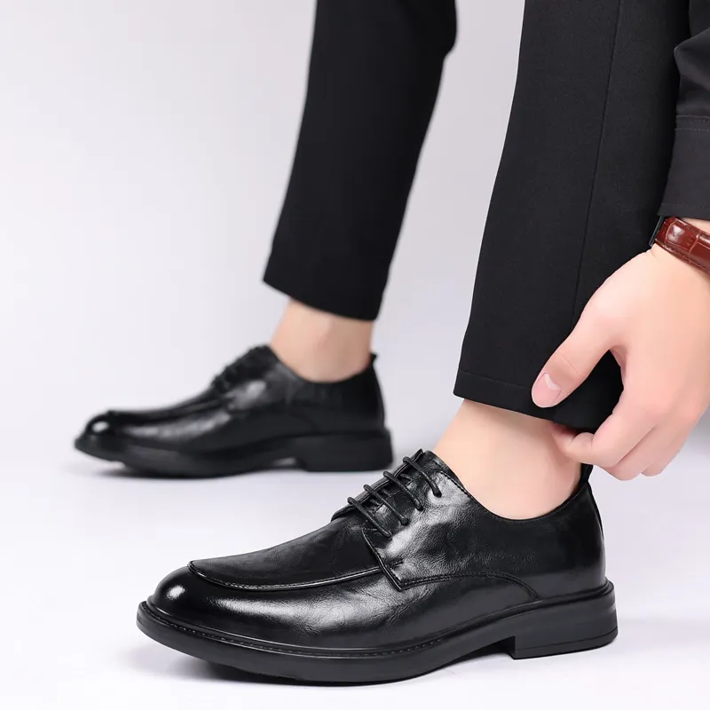 Poitulas Dress Shoes Men Low Top Black/Brown-4