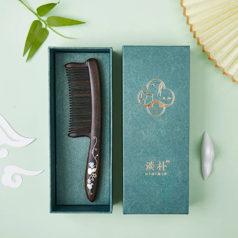 DANPU Private Engraving Sandalwood Comb Soothing Scalp Massage Meridian Health Straight Hair Care Anti Static-1