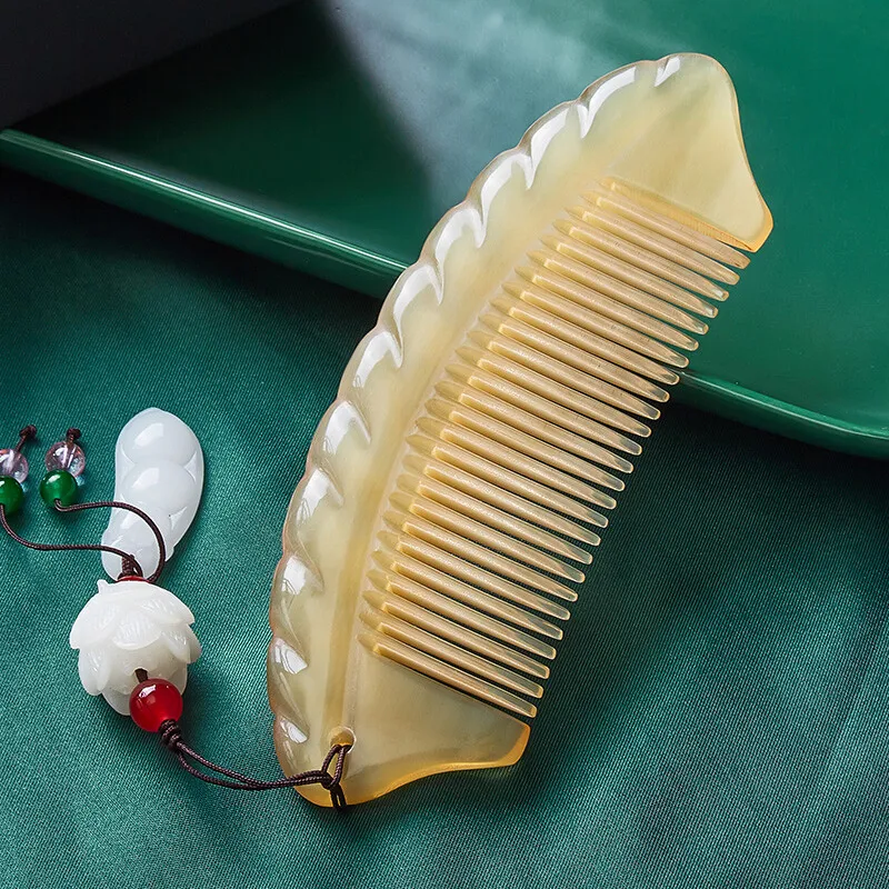 DANPU Phoenix Comb Radiant Red Rose Gift Box Set Natural Ox Horn Comb Massage Soothing Meridian Straight Hair Care-5