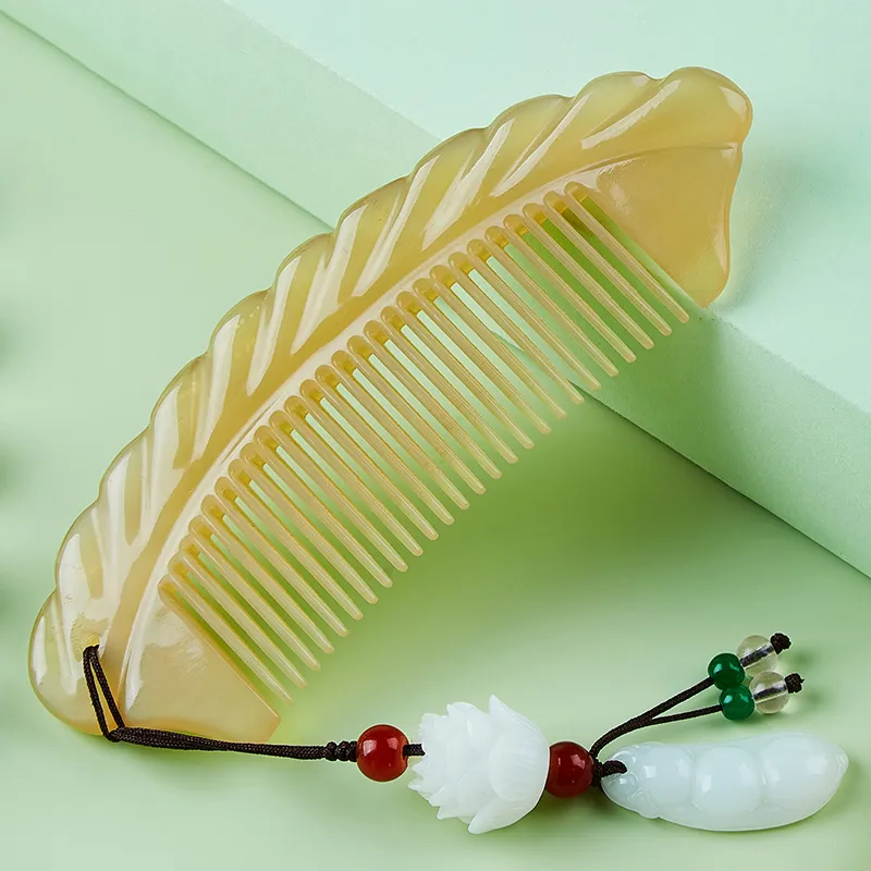 DANPU Natural Ox Horn Premium Comb Massage Anti Static Gift Box Set-2