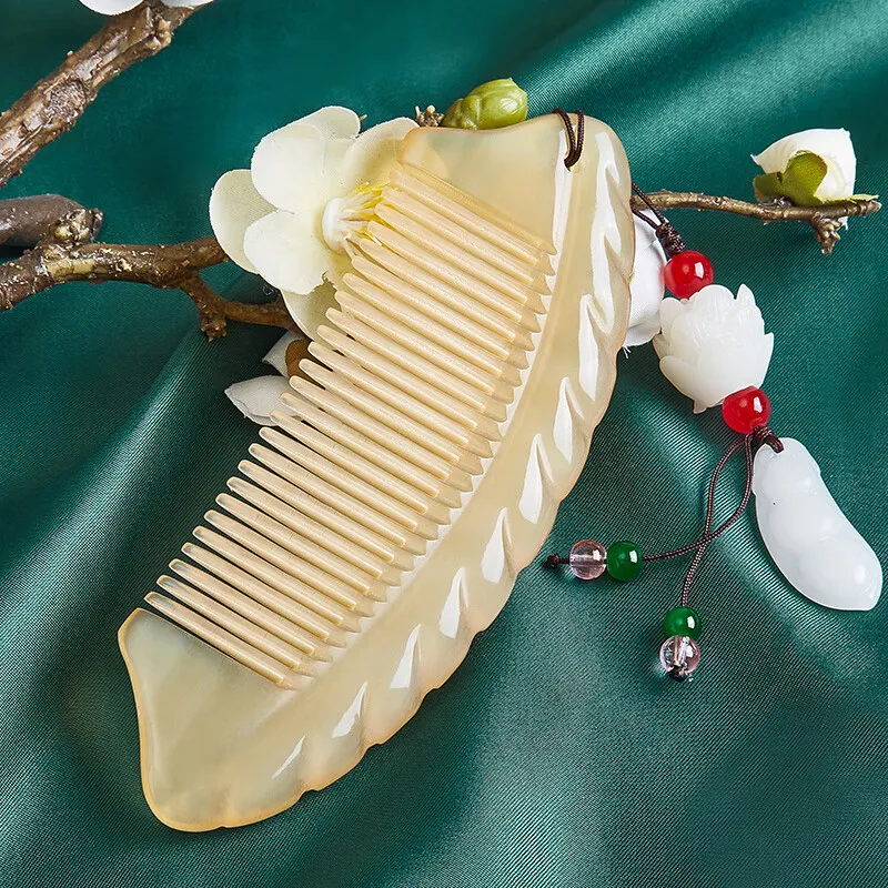 DANPU Phoenix Comb Radiant Red Rose Gift Box Set Natural Ox Horn Comb Massage Soothing Meridian Straight Hair Care-4