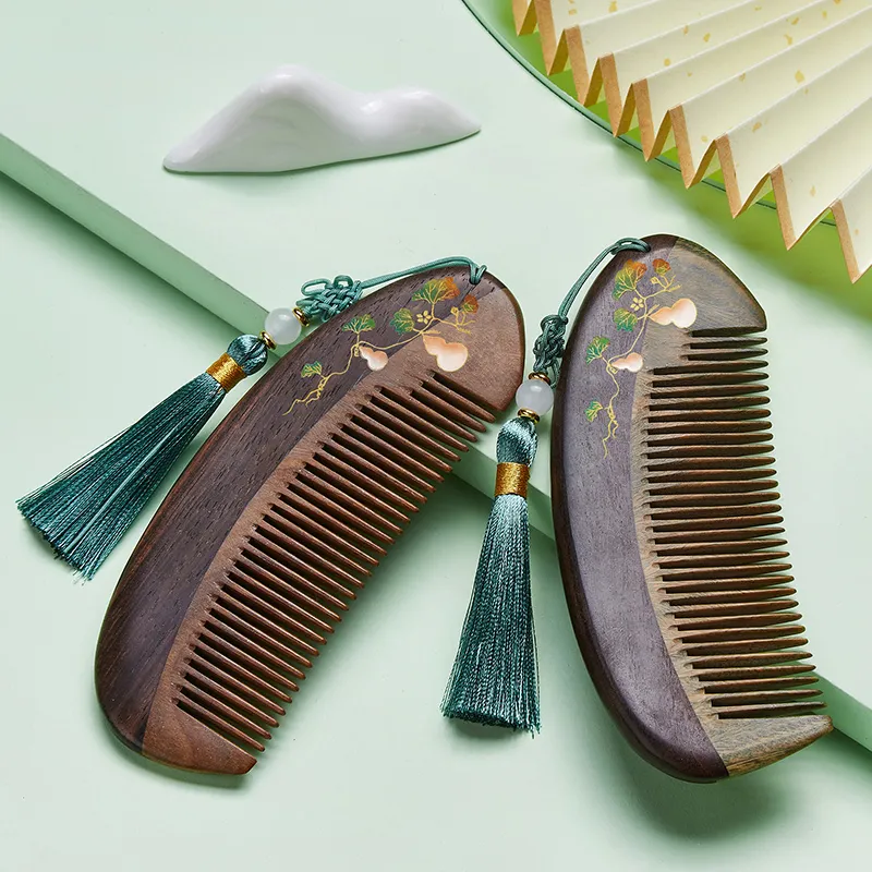 DANPU Sandalwood Comb Scalp Massage Meridian Soothing Straight Hair Care Anti Static Hair Care Health Maintenance-5