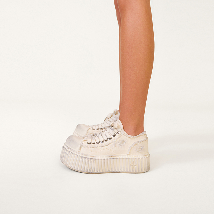 SMFK Low-Top Skateboard Shoes Women's Milk White Milk White