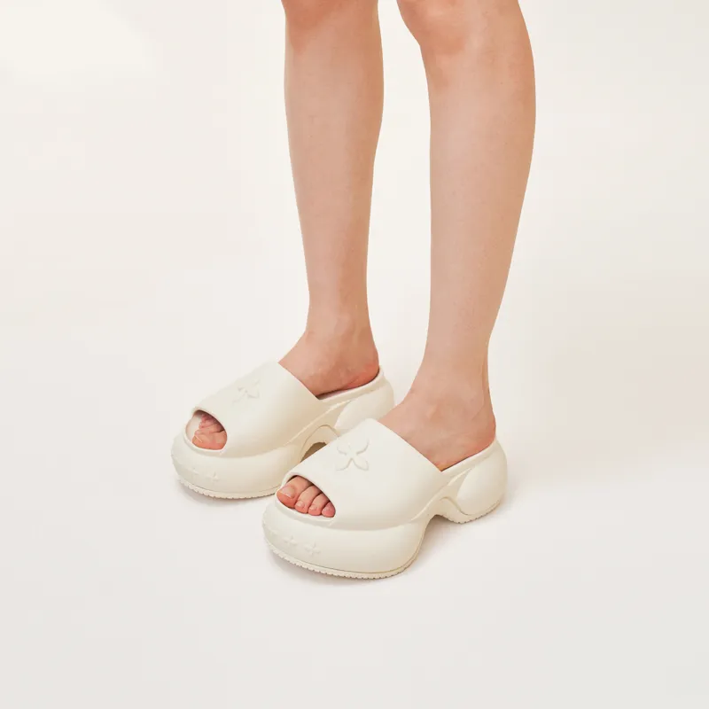 SMFK Compass Slide Slippers Women's Milk White Runs Large Suggest 1 Size Down-3