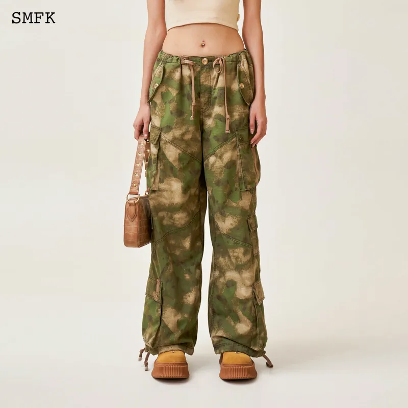 SMFK Cargo Pants Unisex Heat-Sensing Brown Camouflage-3