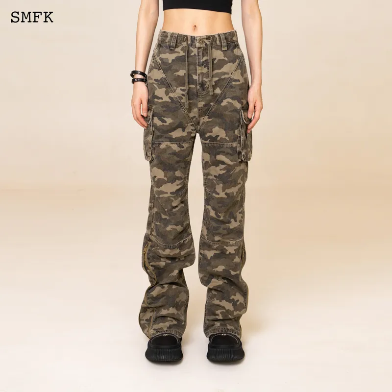 SMFK Cargo Pants Women's Green Camouflage-2