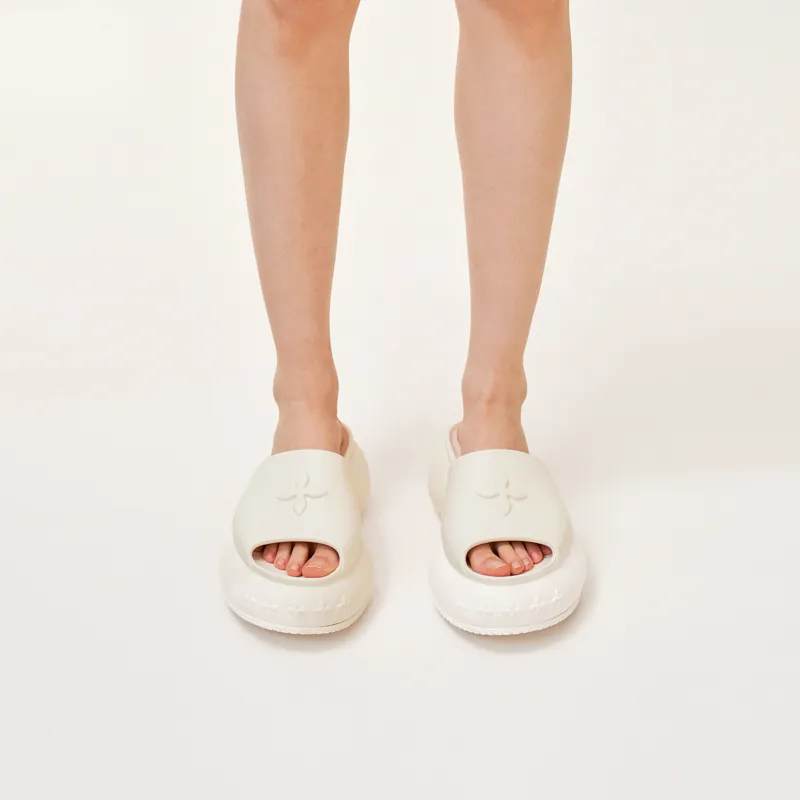 SMFK Compass Slide Slippers Women's Milk White Runs Large Suggest 1 Size Down-2