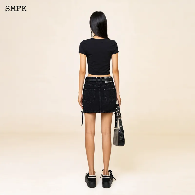 SMFK SMFK Wild World Wild World Series Denim Short Skirts Women's Wilderness Black-3