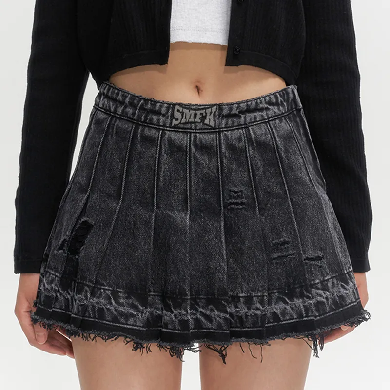 SMFK Denim Short Skirts Women's Denim Black-4