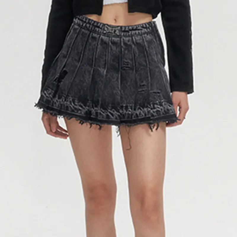 SMFK Denim Short Skirts Women's Denim Black-5