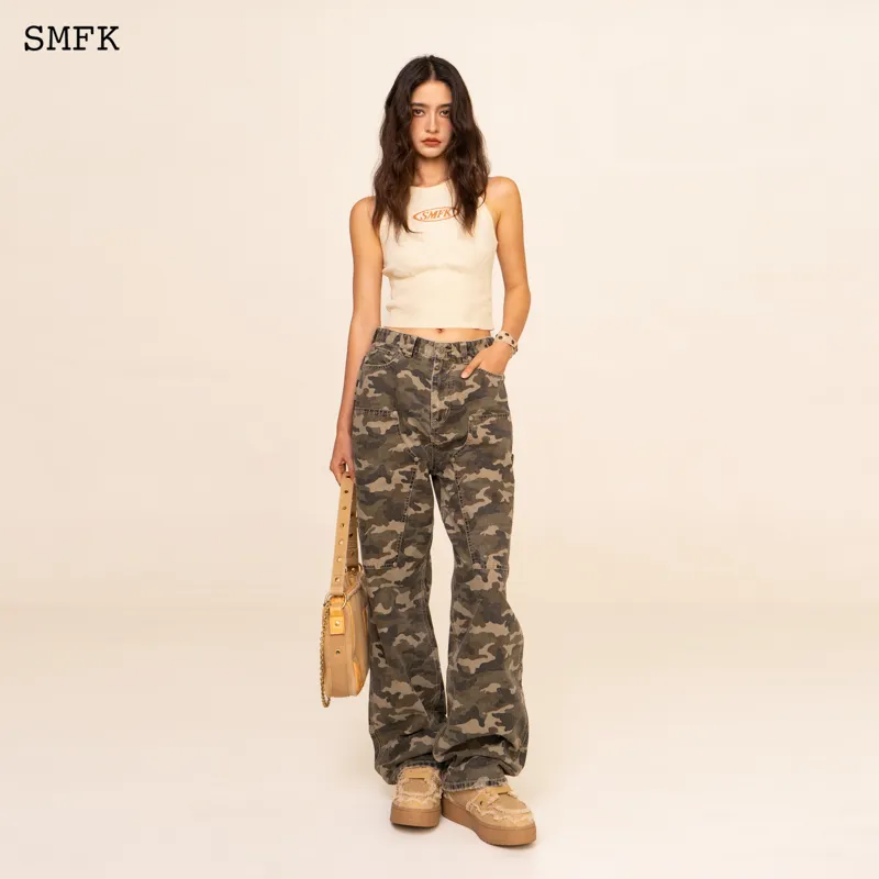 SMFK Wild World Wild World Series Cargo Pants Women's Green Camouflage-4