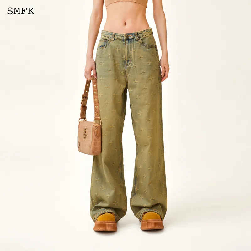 SMFK Jeans Women's Vintage Blue Denim Garden-3
