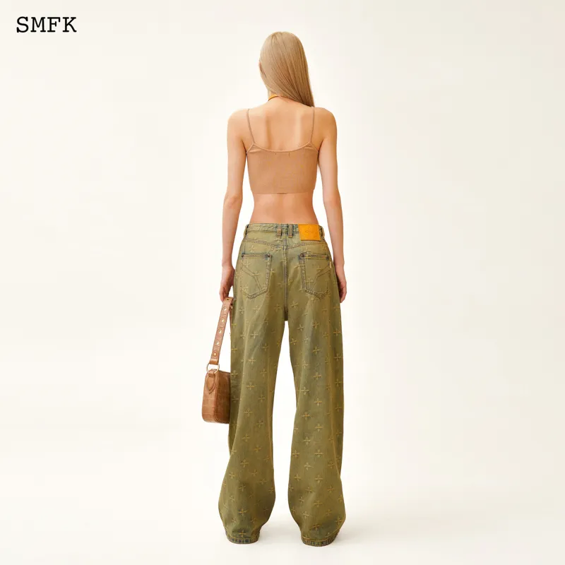 SMFK Jeans Women's Vintage Blue Denim Garden-2